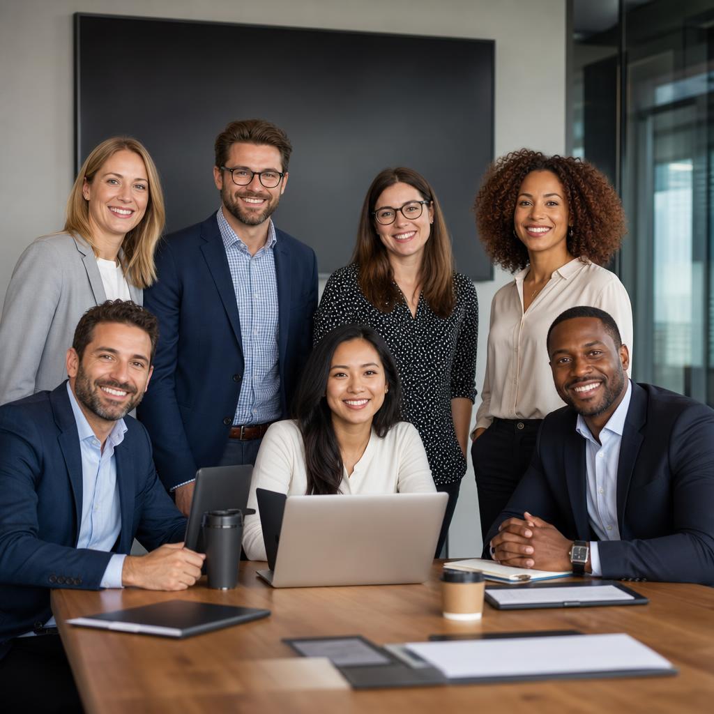 Team collaborating around a table