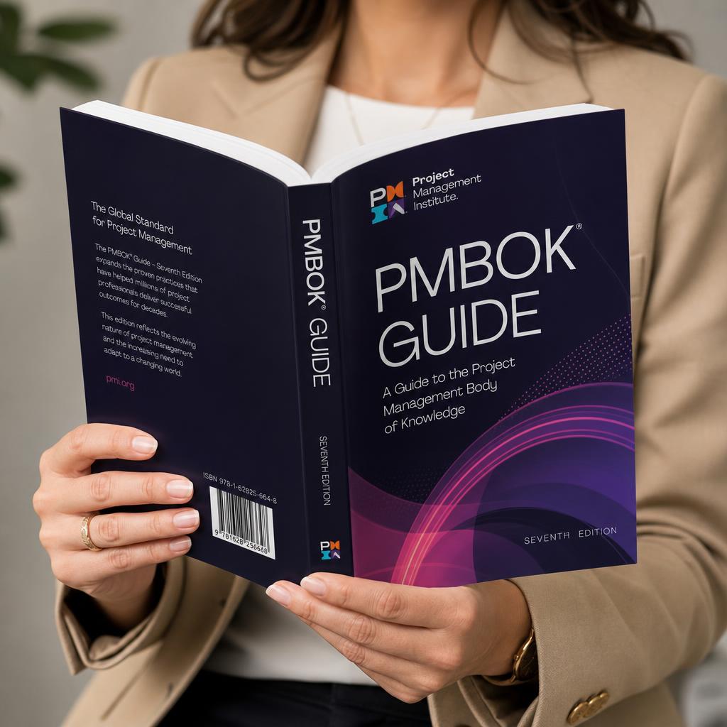 Person holding the PMBOK Guide book