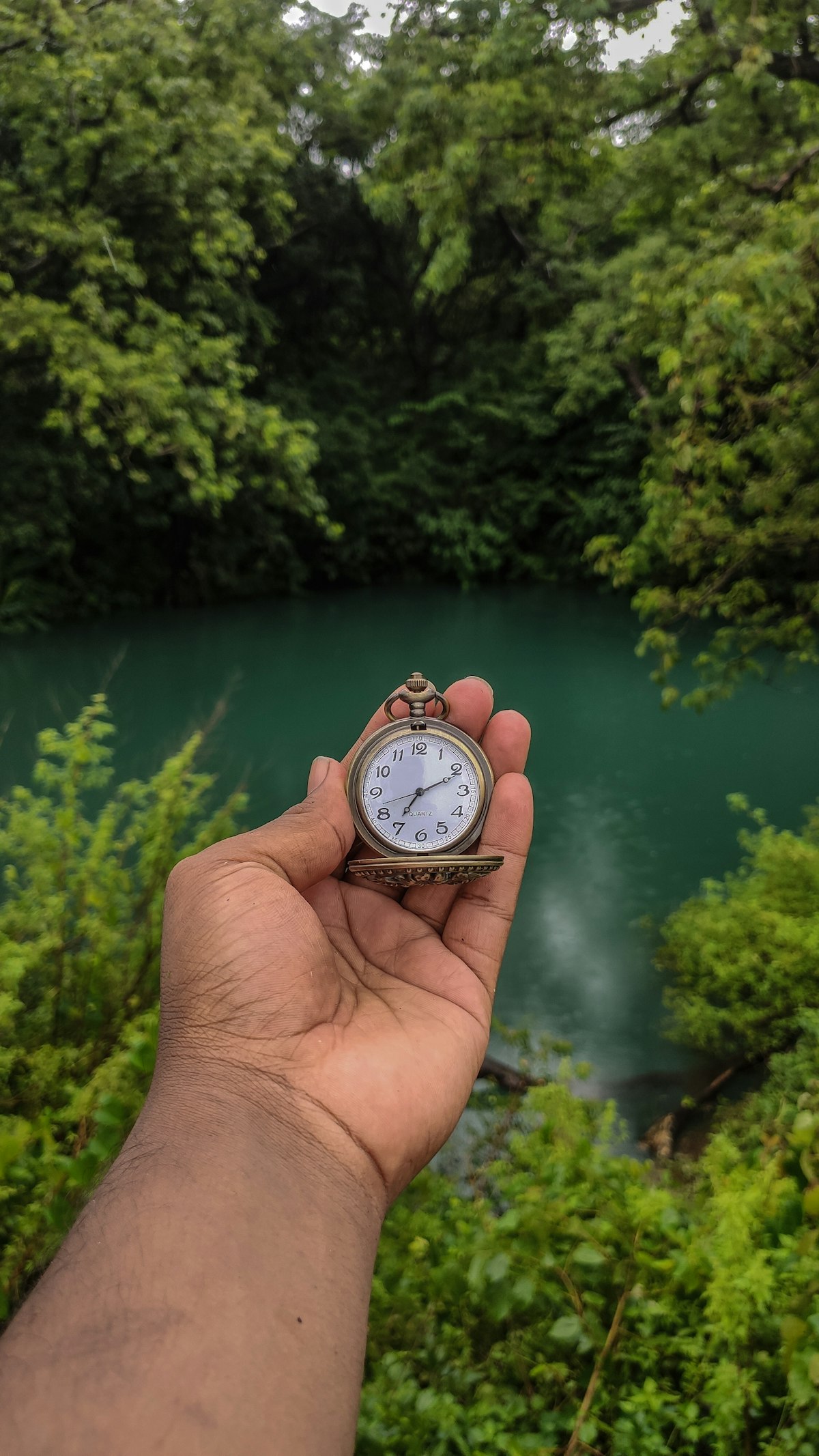 Hand holding a pocket watch